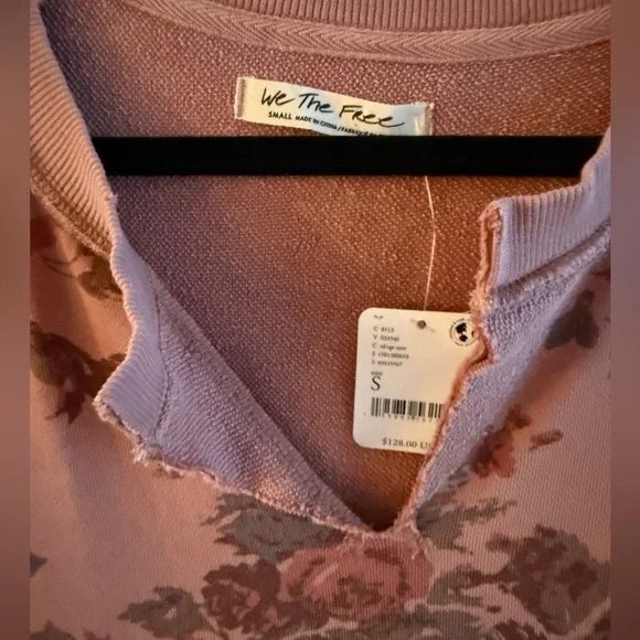 Free People We The Free With The Band Cabbage Rose Sweatshirt - Picture 3 of 6